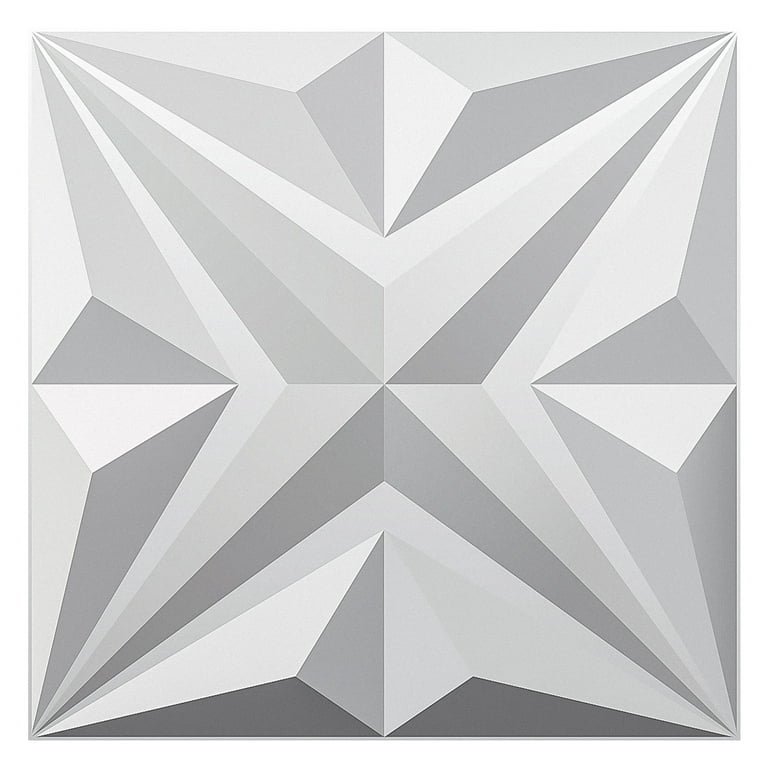 Art3d Star Textured Design in White 19.7 in. x 19.7 in. PVC 3D Wall Panel (12-Pack)