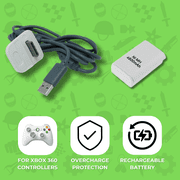 Xbox 360 Play & Charge Kit Battery and Charging cable - White