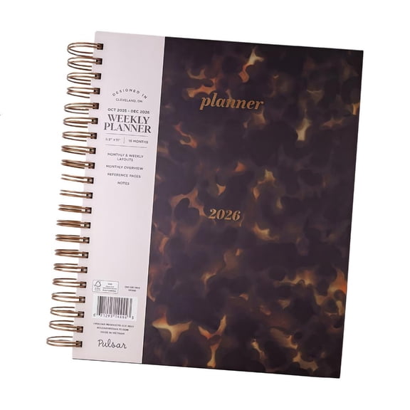 POYOGA 2026 Twin Coil Binding Hardcover Planner Notebook 15 Month Weekly Planner
