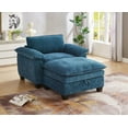 thumbnail image 4 of Modern Oversize Chaise Lounge Chair with Ottoman and Storage, 51" Blue Chenille, 4 of 14