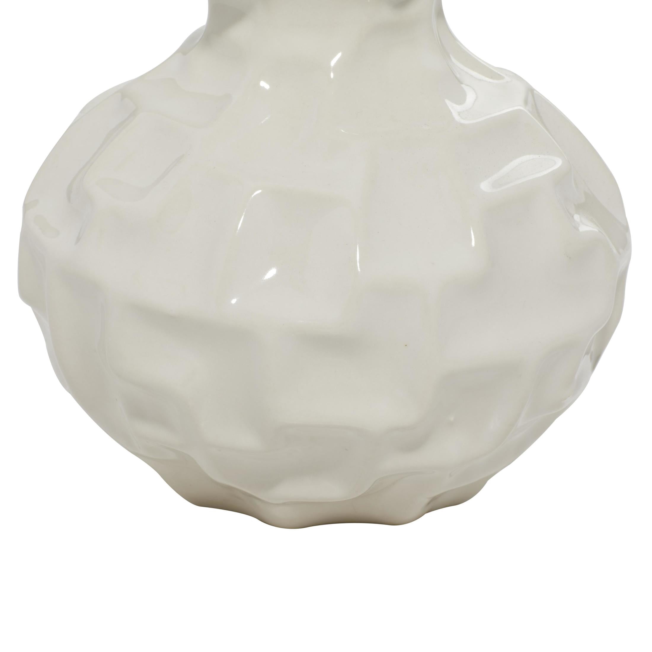 DecMode 6"W, 6"H White Ceramic Vase with Varying Patterns, Set of 3