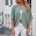 thumbnail image 2 of Womens Shirts Summer Mid Sleeve Solid Color Casual Loose T Shirt Top Womens Tops, 2 of 5