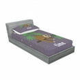 thumbnail image 2 of Sloth Fitted Sheet & Pillow Sham Set, Cartoon Character Sleeping on Branch Jungle Animal in Night Sky Theme, Decorative Printed 2 Piece Bedding Decor Set, Twin, Plum Brown, by Ambesonne, 2 of 2