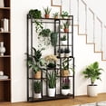 thumbnail image 6 of Wisfor Large Tall Industrial Plant Stand Flower Shelf  Basket Hanging Rail for Garden Balcony Pati Storage, 38.58x9.37x70.87 inch, 6 of 13