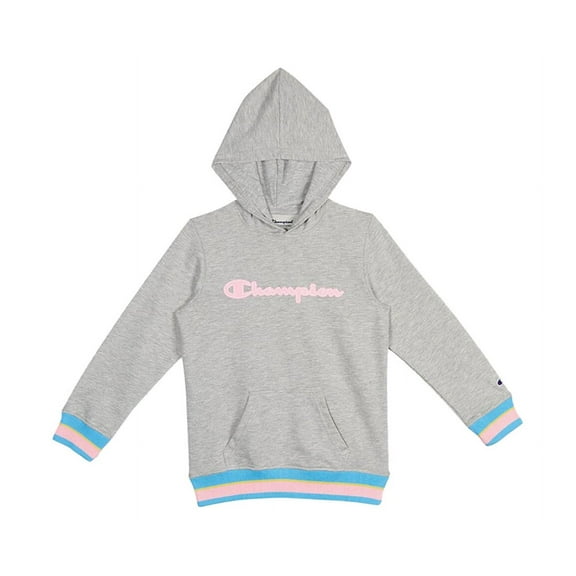 Champion Classic Rainbow Hoodie Girls Active Shirts & Tees Size M, Color: Heather Grey/Pink