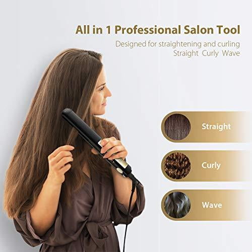kipozi pro flat iron with 1.75 inch titanium plates hair straightener adjustable