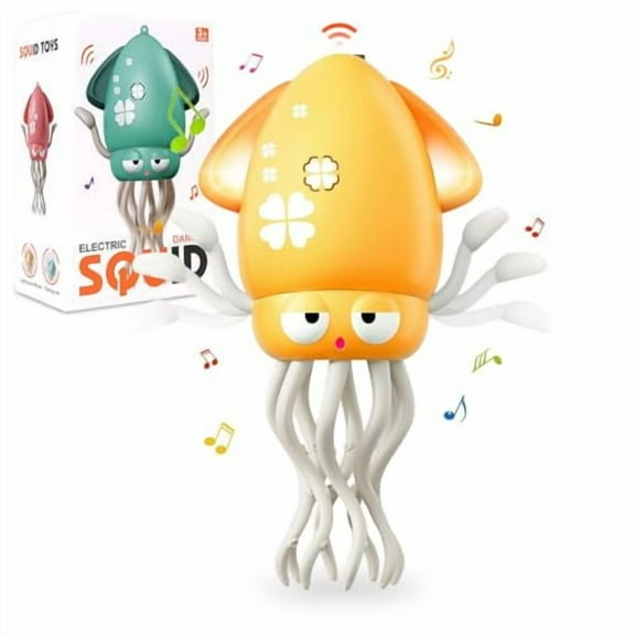 Dancing Octopus Baby Toy,Electric Crawling Squid with Obstacle Avoidance,Infant Light up Music Toys for 3 4 5 6 7 Year Old Kids,Rechargeable Tummy Time Toy Boy Girl Birthday Gifts(Yellow)