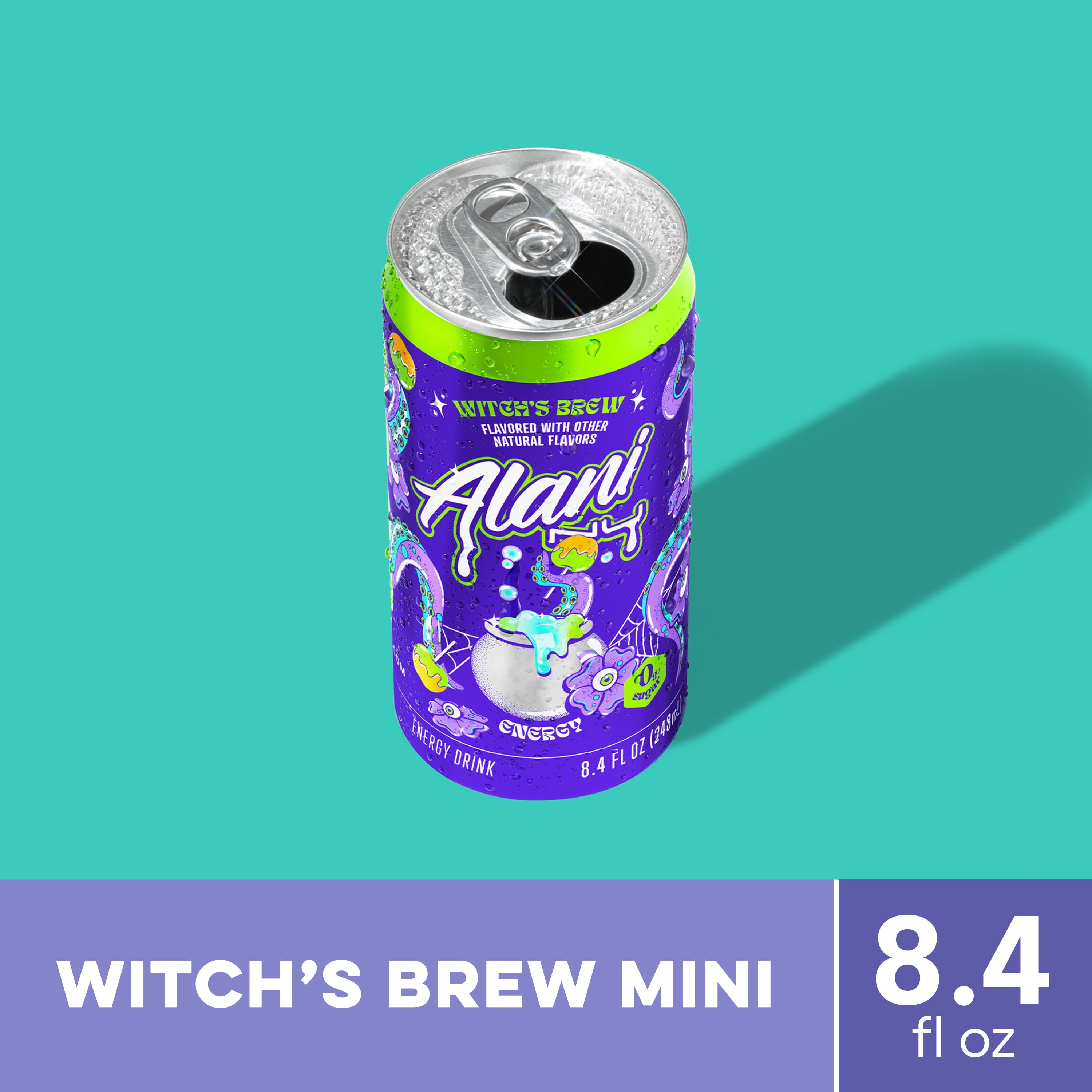 (2 pack) Alani Nu Sugar Free Energy Drink Mini, Witch's Brew, 8.4 fl oz, 12 Pack, Cans, 100mg Caffeine