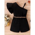 thumbnail image 3 of Gupgi 4-7 Years Kids Girls Romper, Summer One Shoulder Shorts Casual Party Street Short Jumpsuit with Bag, 3 of 7