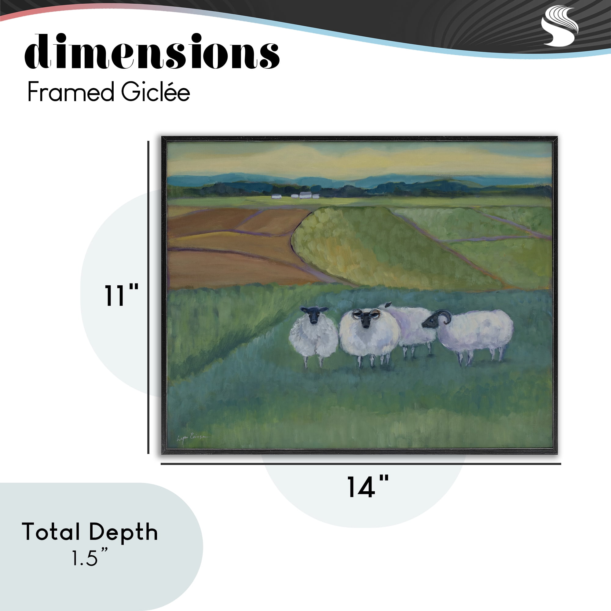 Stupell Industries Sheep Herd Meetup Black Framed Giclee Art, design by Lynn Ericson Fine Art