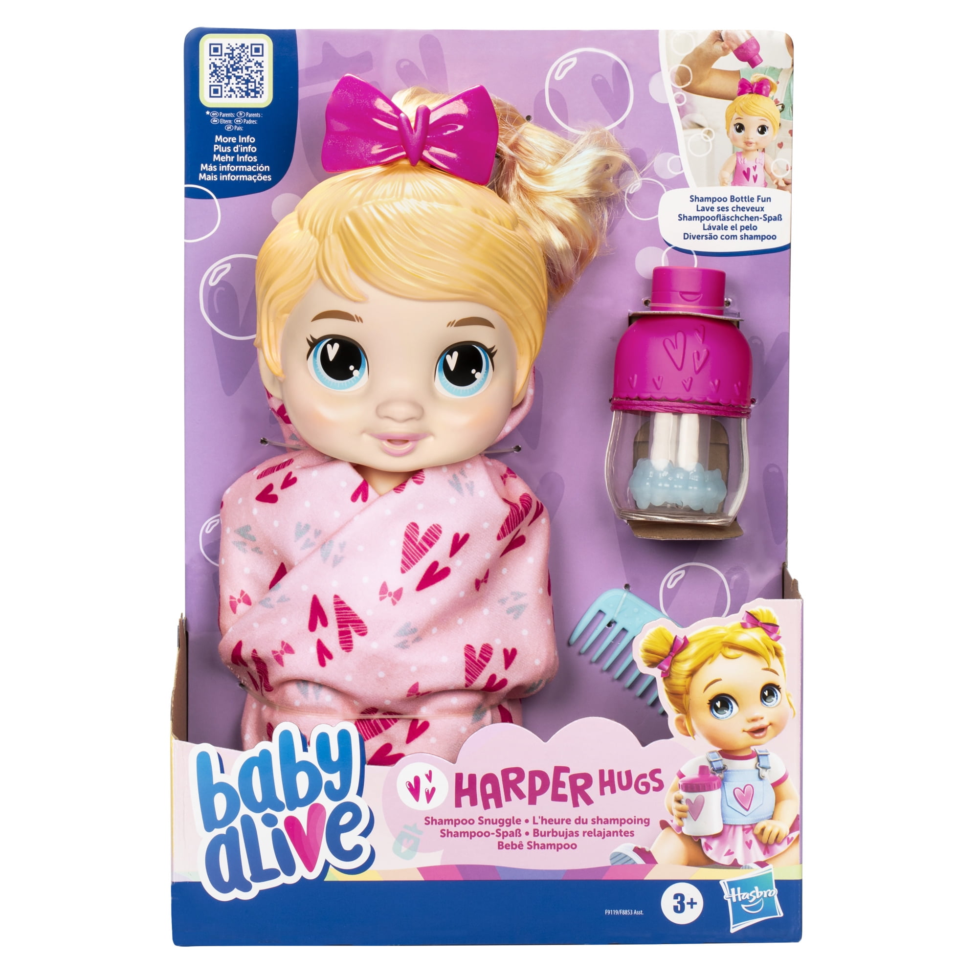 Baby Alive Shampoo Snuggle Harper Hugs Blonde Hair Water Baby Doll