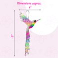 thumbnail image 3 of Figura colgante de colibrí, adorno de cristal checo, cuentas de semillas, cola de flecos, regalos hechos a mano, accesorios bohemios de animales espirituales (plata/neón-multi), 3 of 5
