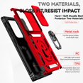thumbnail image 5 of SOATUTO Armor Case for Samsung Galaxy S24 S24 Plus S24 Ultra with Slide Camera Cover & Rotated Magnetic Ring Kickstand, Shockproof Protection Phone Cover Case for Samsung Galaxy S24, Red, 5 of 5