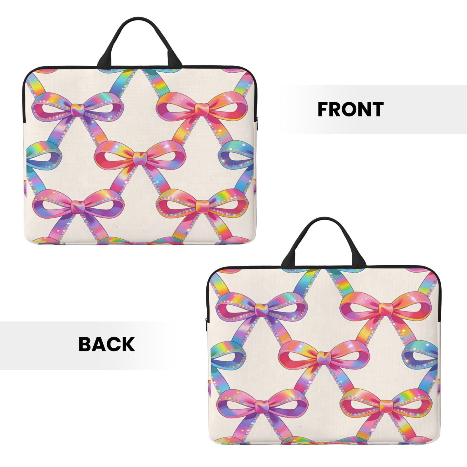 Laptop Sleeve Bag For Women Men 14inch Waterproof Durable Protective Computer Carrying Cover Handle Laptop Case Bag Shiny Bows