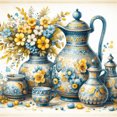 thumbnail image 2 of Kit Punto Cruz Porcelana Impresa Hilo Algodón Ecológico Bordado 11CT 40x40cm, 2 of 8