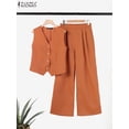 thumbnail image 5 of ZANZEA-Conjunto de 2 piezas para mujer, chaleco elegante sin mangas con cuello en V, camisetas sin mangas, pantalones de moda, trajes de gran tamaño, 5 of 5