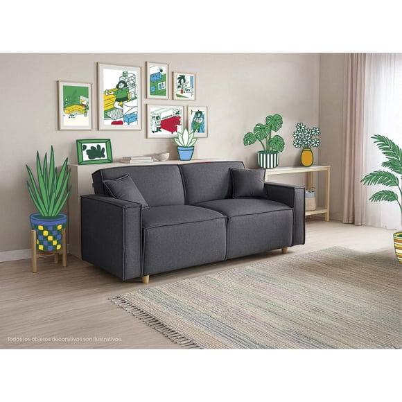 Sofá Cama Makora Abbot Oxford Lino Memory Foam Respaldo con Reclinable de 3 Posiciones