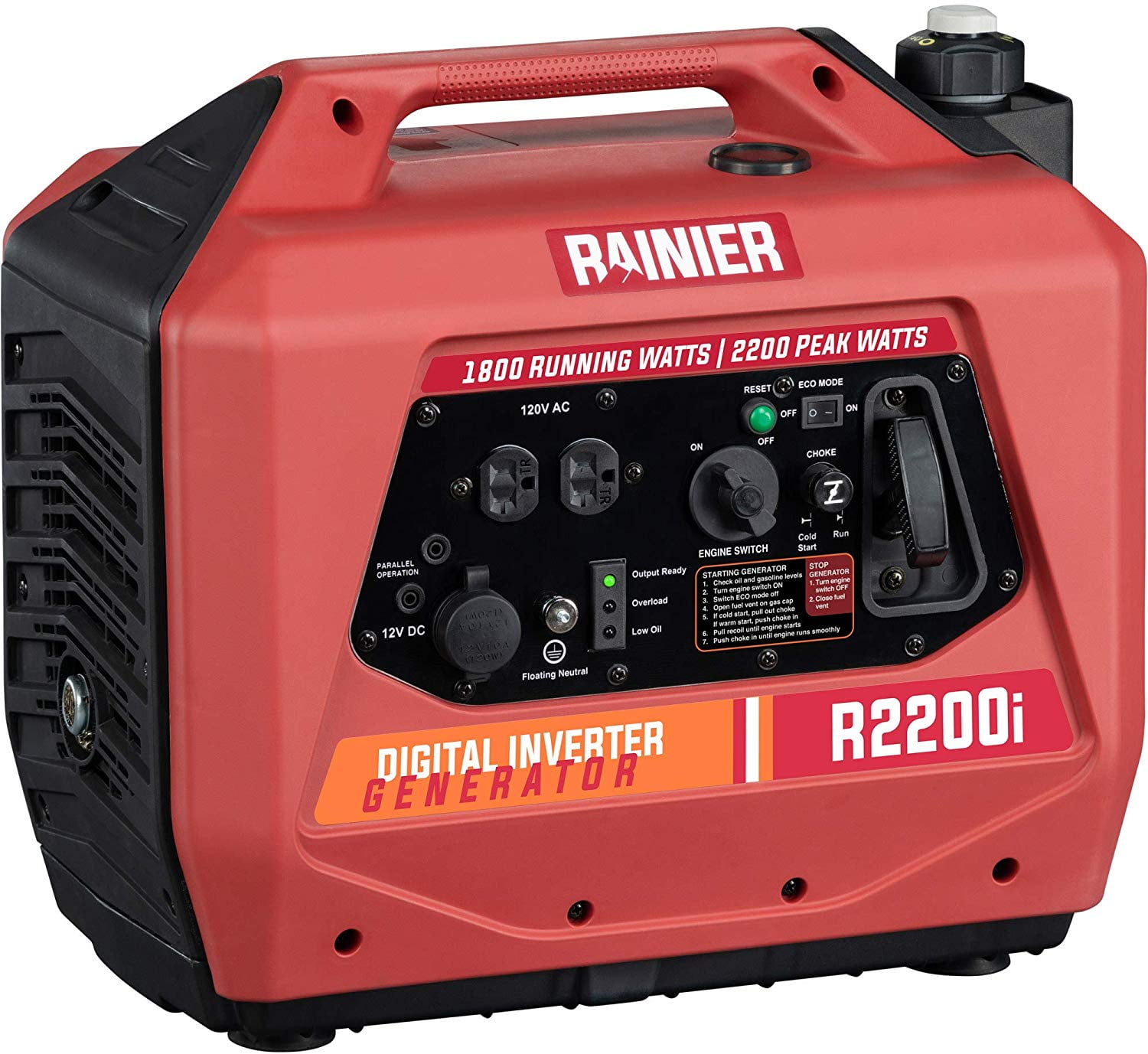 Rainier R20i Super Quiet Portable Inverter Generator 1800 Running 20 Peak Gas Powered Carb Compliant Walmart Com