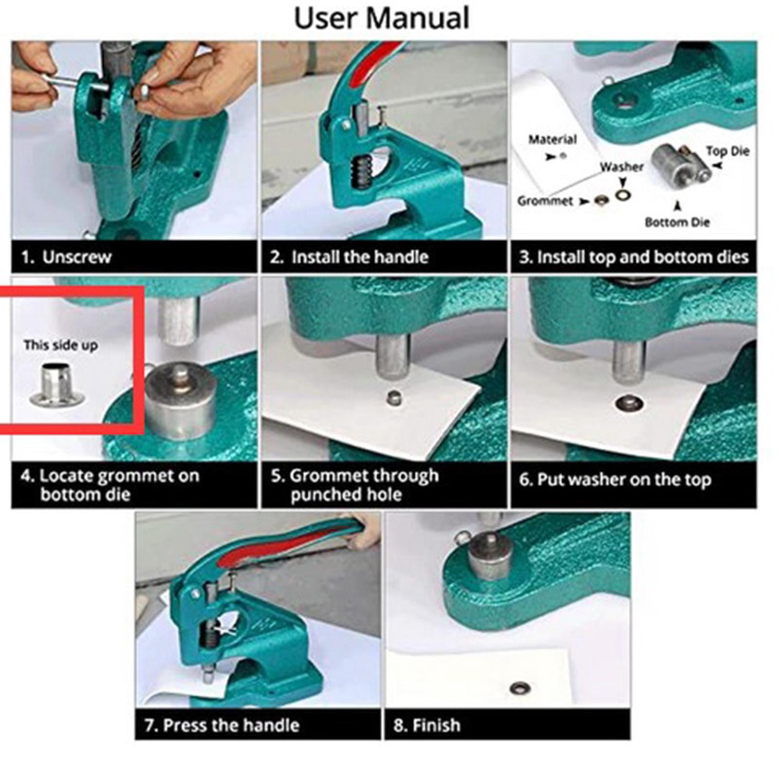 Hand Push Grommet Machine Grommets Grommets Tool with 1500 Pieces Grommets for Grommets Snap Buttons Rivets Eyelets Beads