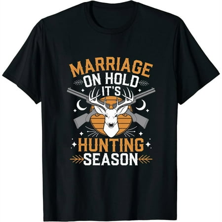 Deer Enthusiast Gifts Marriage on Hold It s Hunting Season Halloween Men Boys Baseball Halloween T-Shirt