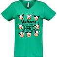 thumbnail image 3 of Inktastic Welcome to the Herd with Cute Black and White Holstein Cows Women's V-Neck T-Shirt, 3 of 5