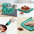 thumbnail image 4 of Unique Bargains Oven Mitts Pot Holders Heat Resistant Kitchen Glove Green 7.1x5.5inch, 4 of 7
