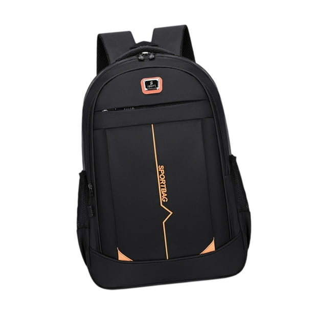 Mochila para portátil para hombre y mujer, mochila escolar para ir de compras, al trabajo o para actividades al aire libre. negro naranja