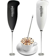 GoldTone Powerful Milk Frother Handheld Foam Maker for Lattes with Coffee Art Stick Included - Whisk Drink Mixer, Mini Foamer for Cappuccino, Frappe, Matcha, Hot Chocolate (Black)