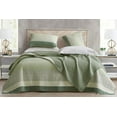 thumbnail image 2 of Chezmoi Collection 3-Piece Chic Green Floral Patchwork Stripe Cotton Quilt Reversible Lightweight Bedspread Set, King Size, 2 of 7