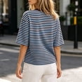 thumbnail image 5 of Maplenight Striped T Shirts for Women Crew Neck Half Sleeve Tee Shirts Relaxed Fit Casual Weekend Walk Lightweight Basic Tops, 5 of 5