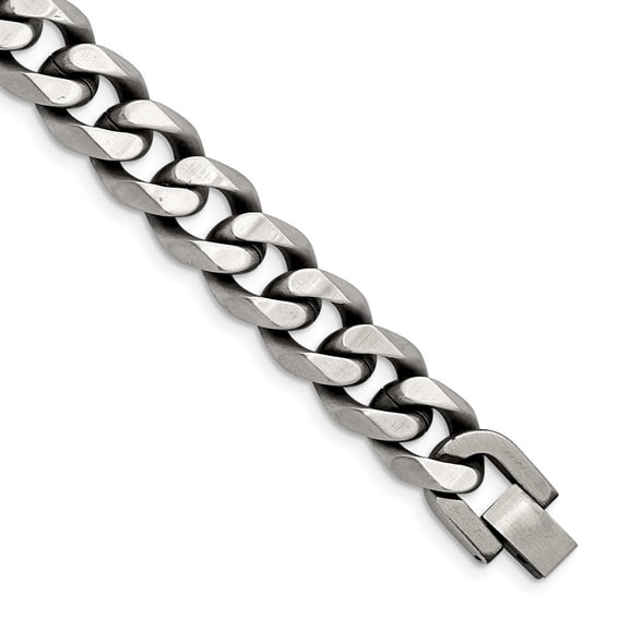 Primal Steel Stainless Steel Antiqued and Brushed 13mm Curb 8.5 Inch Bracelet