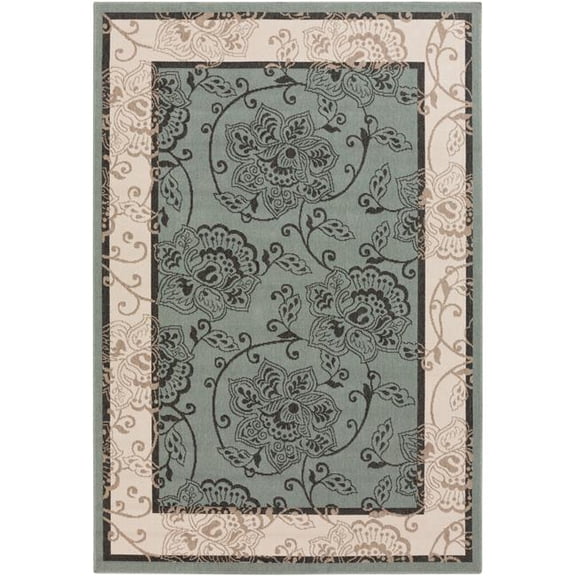 Livabliss Alfresco Botanical Area Rug, Sage/Black ,8'10" x 12'10"