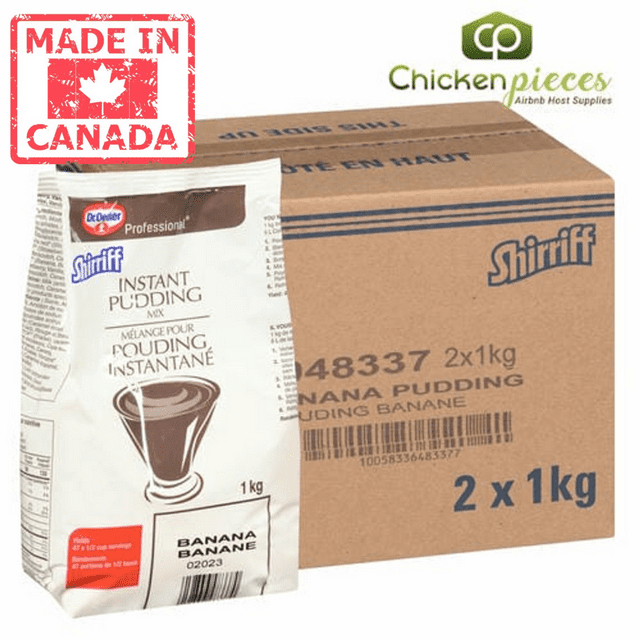 Pouding Shirriff Banane en Poudre Instantané1kg/2.20Lbs (2/caisse)-Fabriqué au Canada