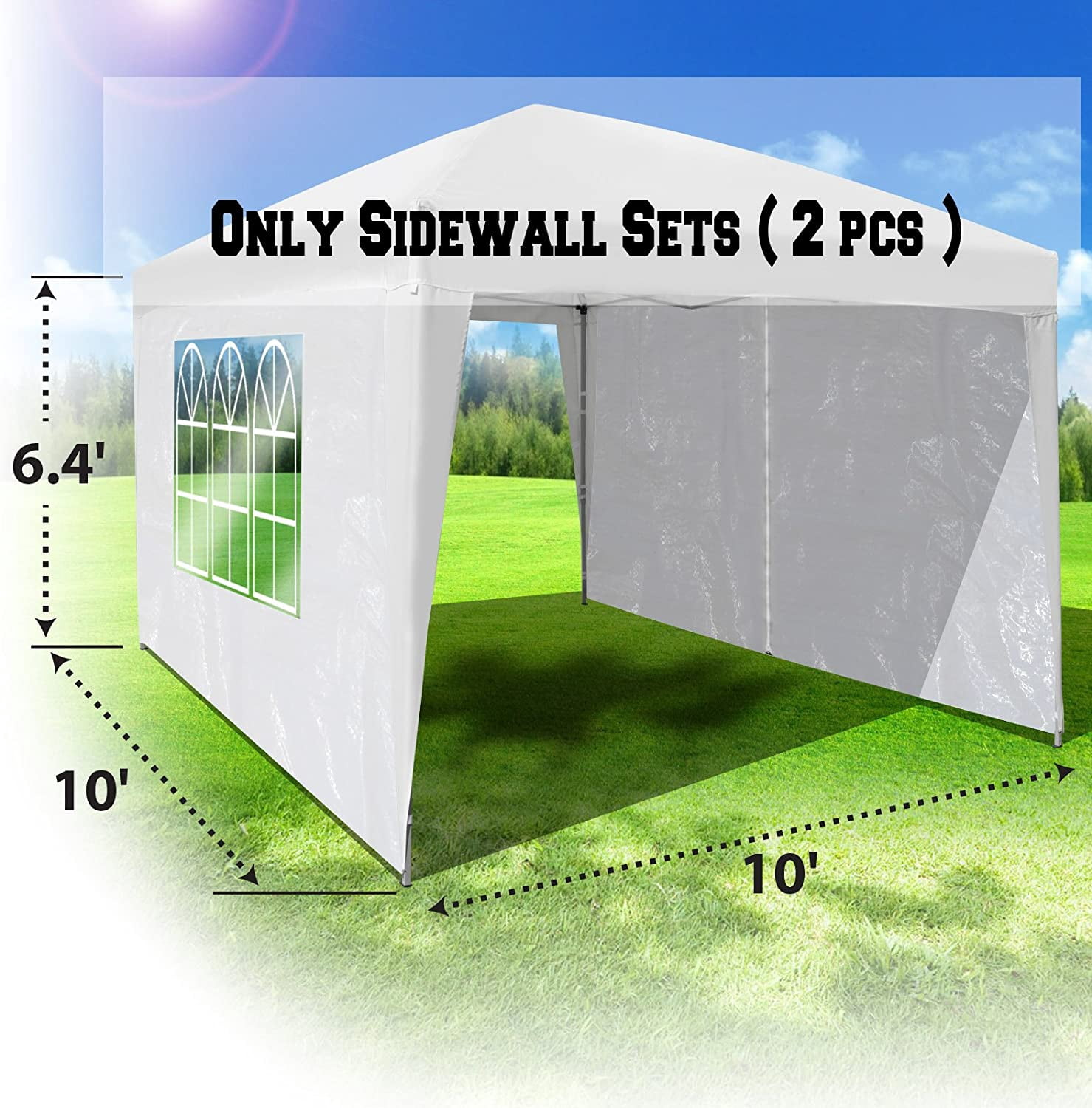 Multi-Type 10' L X6.4' W Side Panel for 10' X 10' Tent, Outdoor Replacement sidewall for Folding Tent Canopy Gazebo Marquee