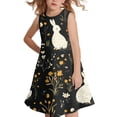 thumbnail image 4 of yuCgh Sleeveless Round Neck Easter Dress for Girls, Summer Casual Party Dress with Floral Print, Comfortable & Stylish Easter Dress,Black 110, 4 of 7
