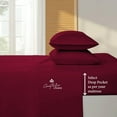 thumbnail image 3 of Couture Charm Hotel Luxury 500-TC Peruvian Pima Cotton Grand King Size 4-Pcs Sheet Set Fits Upto 24-26" Deep Pocket (Solid, Burgundy), 3 of 4