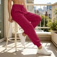 thumbnail image 6 of Resicozy SweatPants for Women Baggy Trousers Wide Leg Elastic Waist Athletic Casual Workout Lounge Joggers with Pockets Red 2XL, 6 of 7