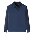 thumbnail image 2 of Handshe Men's Solid Color Two-Tone Knit Shirts, Thermal Warmth Button-Down Collar Long Sleeve Casual Everyday Wear, Fall Winter Layered Outfits for Outdoor and Office,Plus Size, 2 of 4