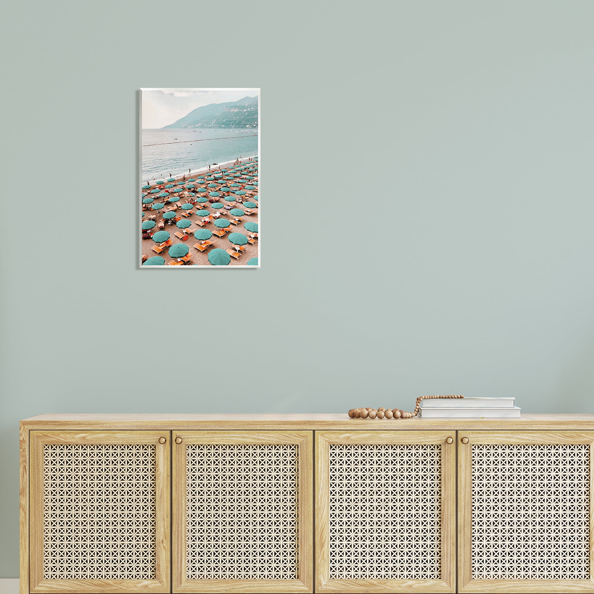 Stupell Beach Umbrellas Coastal Vacation Landscape Photography Wall Plaque Unframed Art Print Wall Art