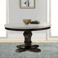 thumbnail image 6 of Dining Table with Marble Top and Pedestal Base White and Gray, 6 of 6