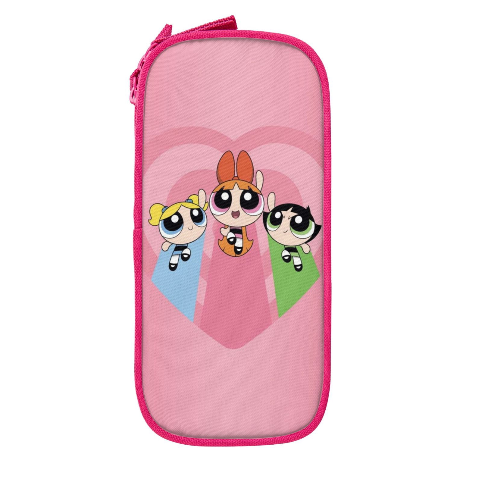 The Powerpuff Gi-rls Pencil Case Large Capacity Pencil Pouch Penbag Office Stationery Organizer Travel Makeup Bag Pink