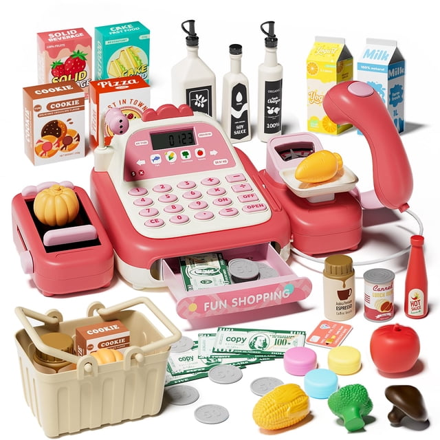 Caja registradora Pretend Play STACTCUTE, 49 unidades con calculadora