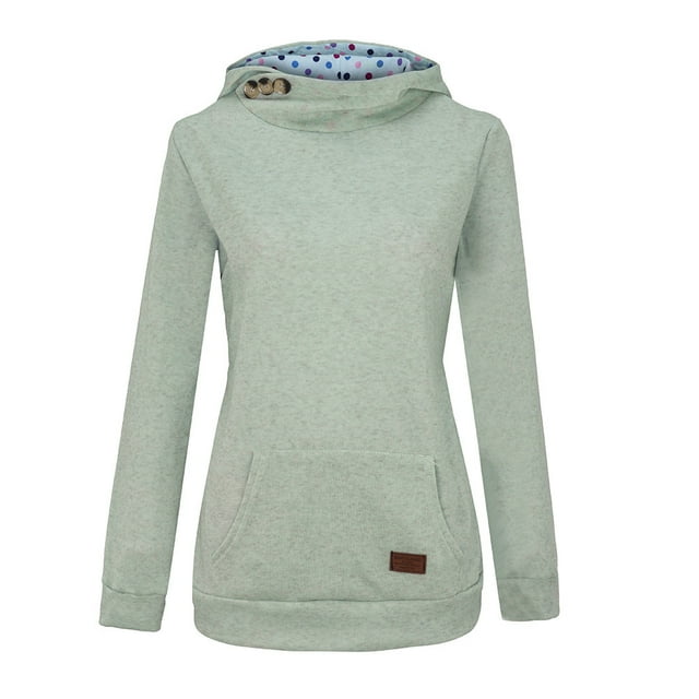 Birdeem Casual Womens Sweatshirt Pure Color Pocket Button Pullover Sweatshirt Blouse