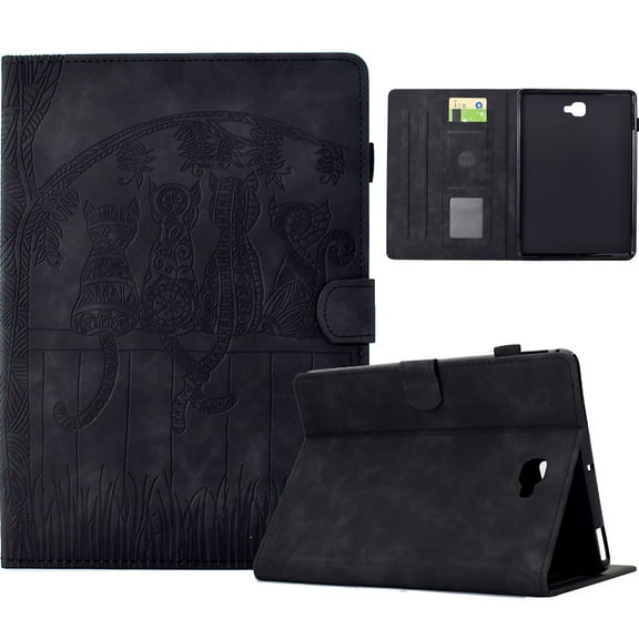 ELEHOLD Case for Samsung Tab A 10.1 (2016), Slim PU Leather Case with Card Holder Folio Stand Cover Compatible with Samsung Tab A 10.1 (2016),Black
