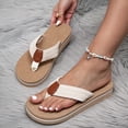 thumbnail image 3 of Rokment Beach Platform Flip Flops for Women 2026 Bohemian Woven Memory Foam Cushion Chunky Flat Dress Slip on Sandals Yoga Mat Comfortable Walking Thongs Slides Slippers Beige Size 6, 3 of 6