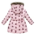 thumbnail image 3 of SonxaHe Little Girl Winter Coat Thick Warm Hooded Floral Prints Long Coats Kids Soft Quilted Windproof Puffer Coats Pink,Sized 6-7, 3 of 6
