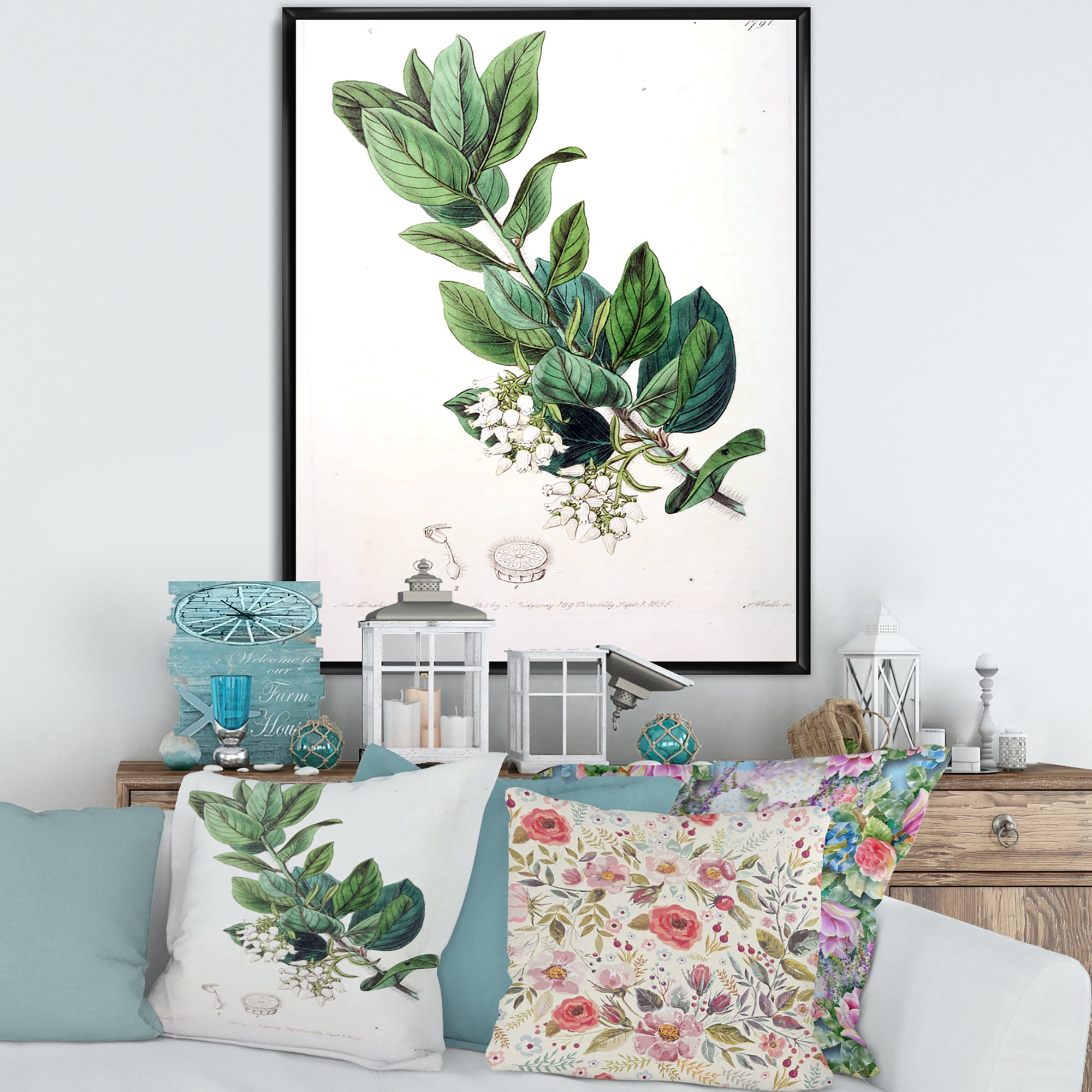 Designart 'Ancient Botanicals XX' Traditional Framed Canvas Wall Art Print