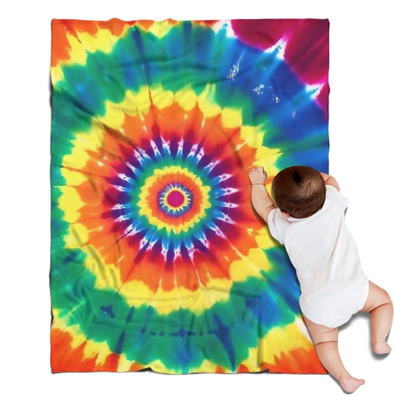 Colorful Rainbow Tie Dye Spiral Pattern Blanket,Comfortable Soft Flannel Throw Blanket,All Season,Warm Lightweight Blankets for Sofa Bed Couch Living Room Chair,30"x40"