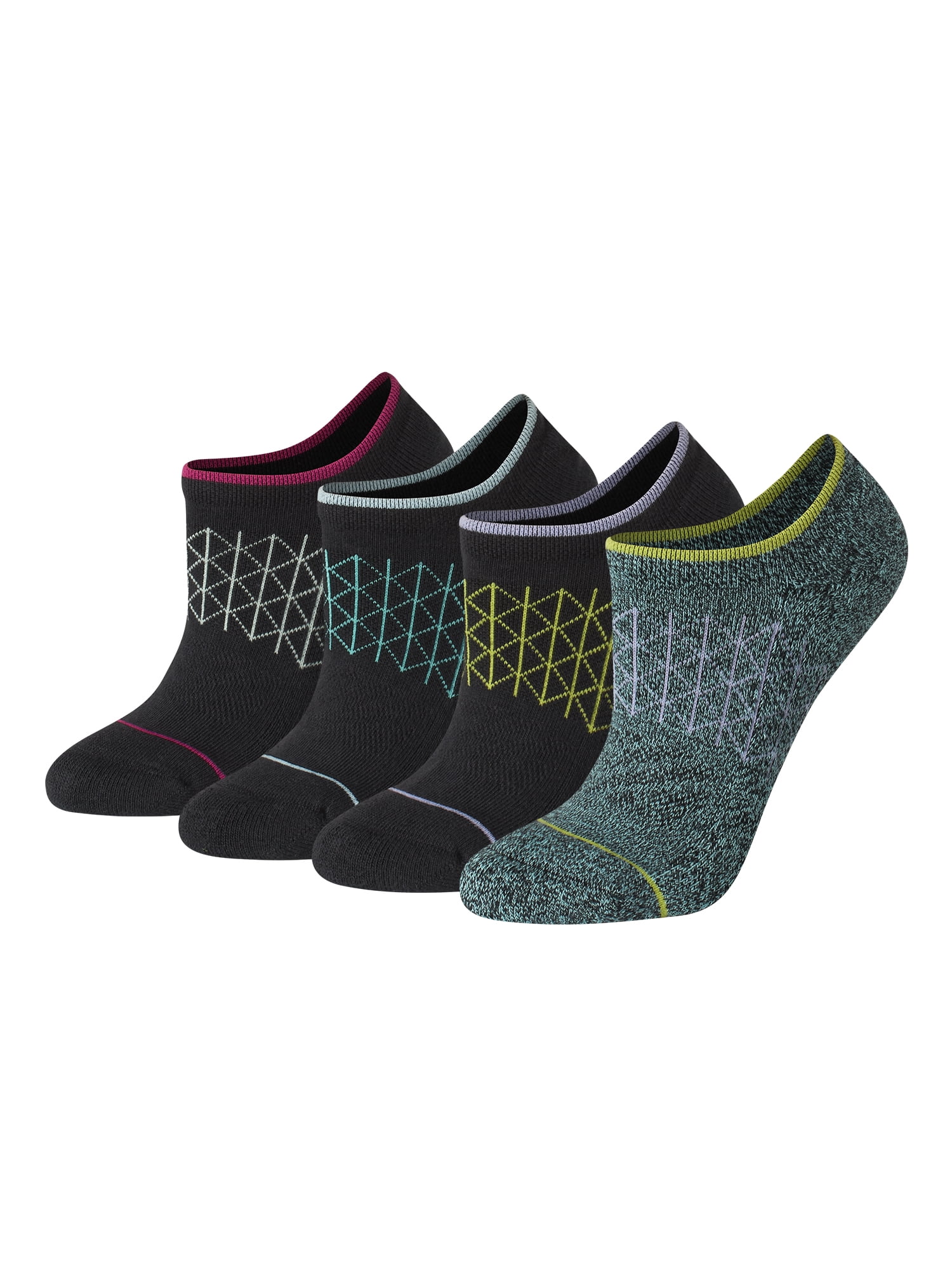 Hanes Women's Super No Show Socks with Gripper, Absolute Comfort, 4-Pack, Size 5-9