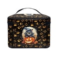 thumbnail image 4 of HELLHERO (8.86"x6.5"x5.9") Travel Wash Cosmetic Bag Gift Travel Portable Space-Efficient Black Cat Pumpkin Pattern, 4 of 6